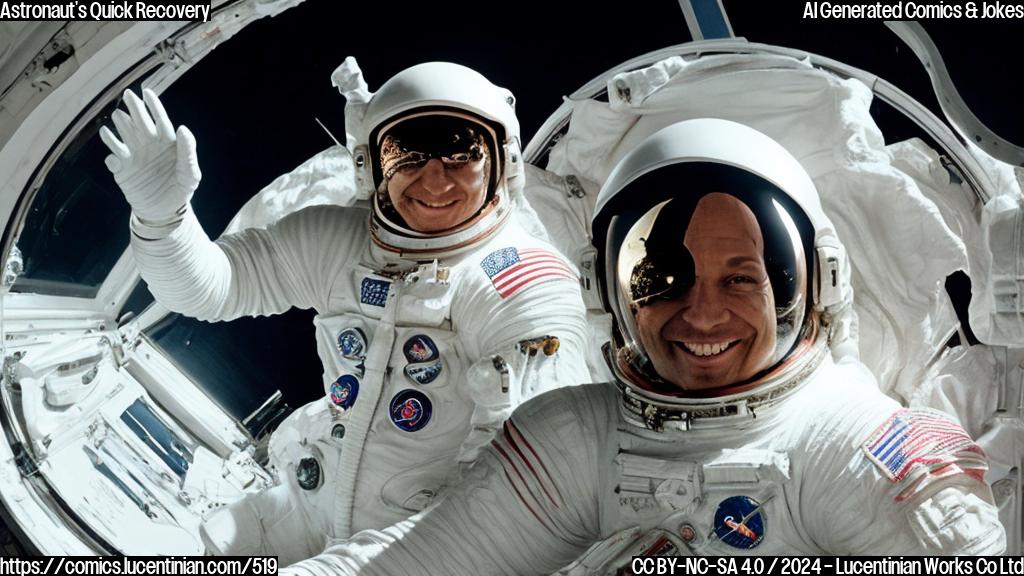 A smiling, oval-shaped face with a white spacesuit and helmet, sitting in a spaceship cockpit. The astronaut is wearing sunglasses and has a confident expression on their face.
