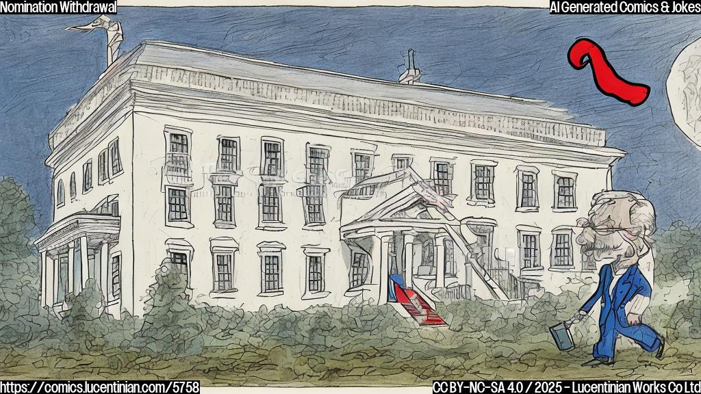 A simple, flat-color cartoon of a white house building with a big red 'X' through it. A frustrated looking doctor with a stethoscope around his neck is walking away from the building. The sky is a light blue.