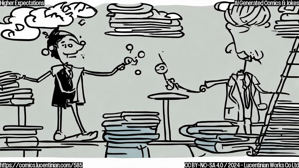 Draw a simple, cartoon-style illustration of an economist standing on top of a table or whiteboard with a large graph in the background, and a small ladder leaning against the side of the table. The economist is holding a pointer or a marker, with a speech bubble coming out of their mouth to convey confidence. The overall atmosphere should be one of optimism and enthusiasm, with bold lines and bright colors.