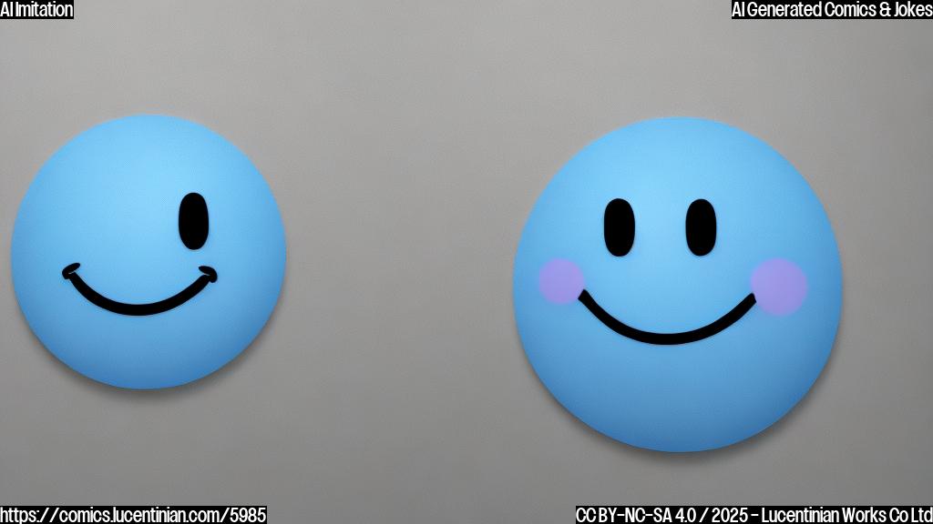 A simple, plain color cartoon of a computer screen with a blushing face icon on it. The background is a light blue.