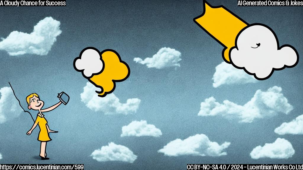 Draw a plain color cartoon style picture of a smiling cloud with a megaphone in its hand, and a stock chart rising upwards in the background. The cloud should have a few tiny Amazon logos floating around it.