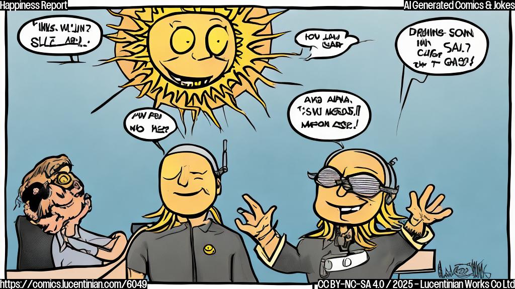 a plain color cartoon style picture of a smiling sun wearing sunglasses, with a speech bubble saying "Classified!"