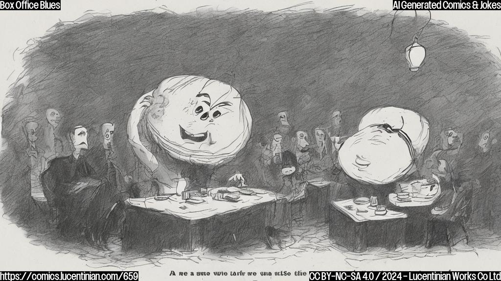 A cartoon style picture of a small, sad-looking box with a tear drop coming out of it, surrounded by empty seats and a few disappointed-looking people in the background. The title "Here" is written above the box in bold, blue letters.