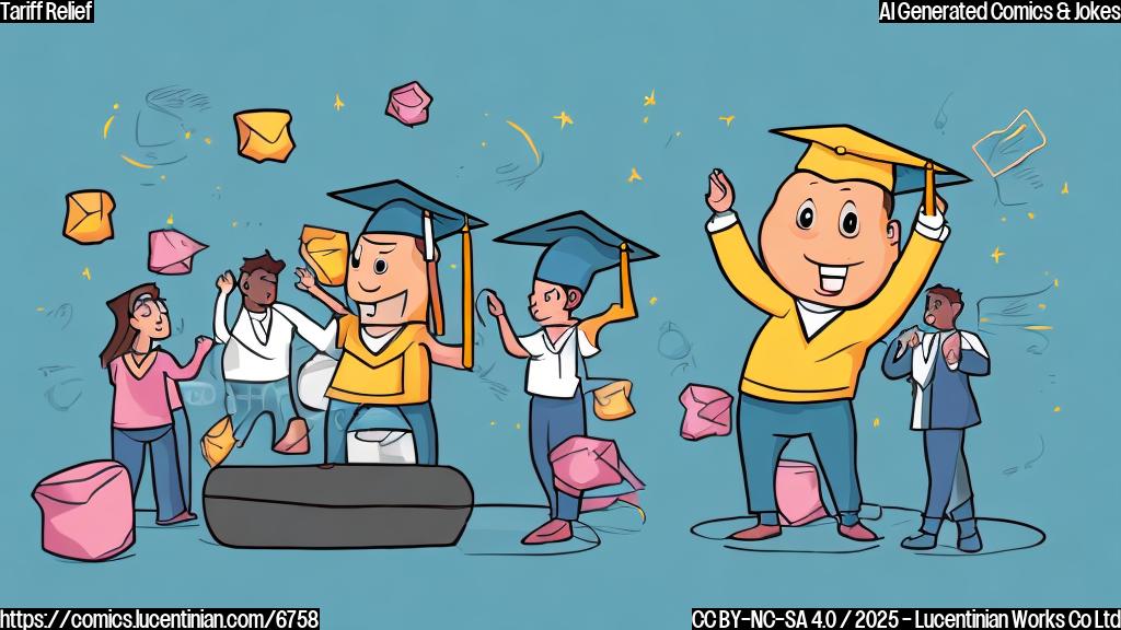 Plain color cartoon style image depicting a smiling smartphone wearing a tiny graduation cap, standing on a stage with a spotlight on it. The background features a group of generic electronics (laptop, tablet, etc.) clapping.