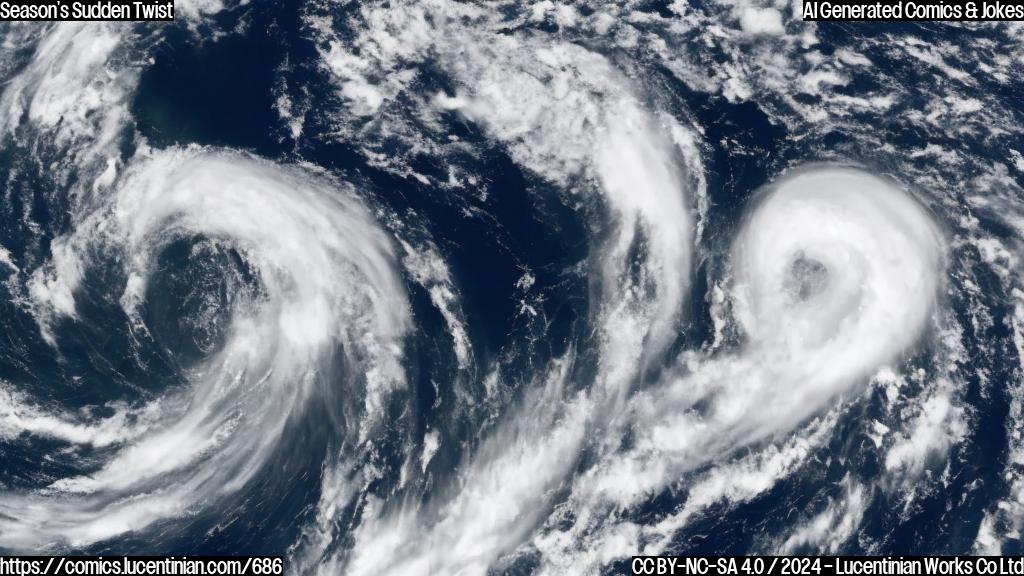 a swirling low-pressure system forming over warm ocean waters in a tropical region with cloudy and rainy skies