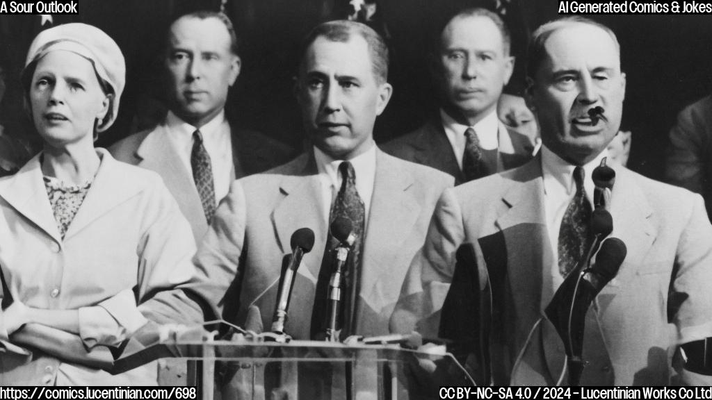 a confident politician with a determined expression and a bottle of vinegar on a podium, surrounded by Republican opponents looking worried and unsure in a televised debate setting