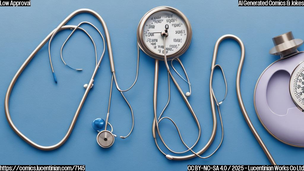 A plain color cartoon style image depicting a thermometer with a sad face on it, next to a doctor's bag with a stethoscope hanging out. The background is a simple light blue.