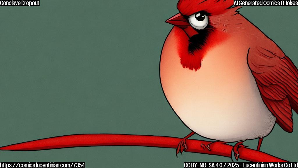 A plain color cartoon style image of a red robed cardinal, sweating profusely, with large, cartoonish eyeballs surrounding him. The background is a simple white.