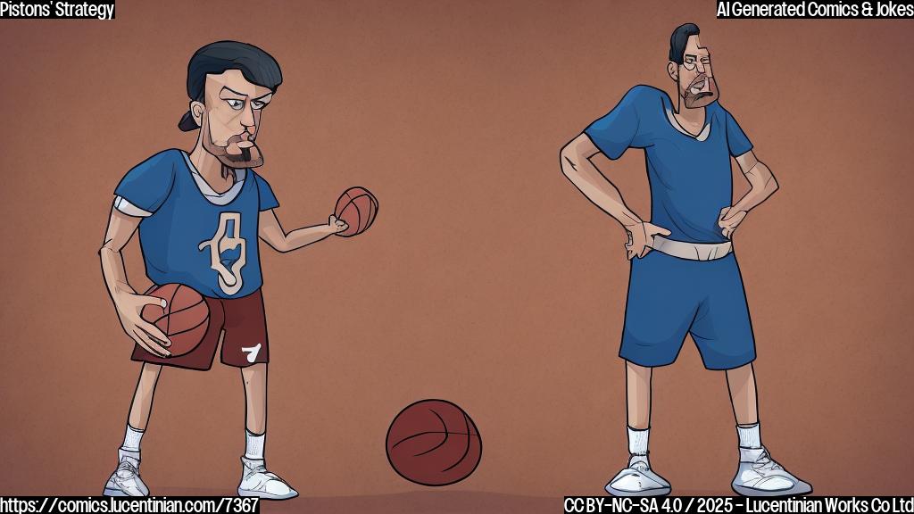 a cartoon-style basketball coach with a chessboard under his arm, looking determined, plain color background