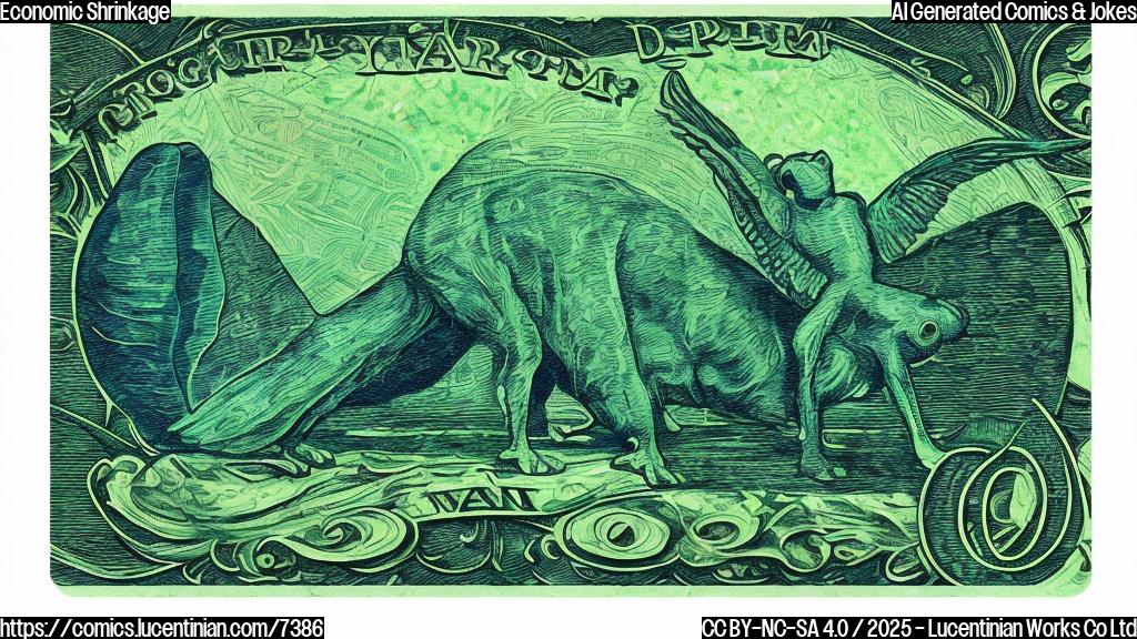 A simple cartoon style picture of a green dollar bill doing a yoga pose on a blue yoga mat. The background is a plain light green.