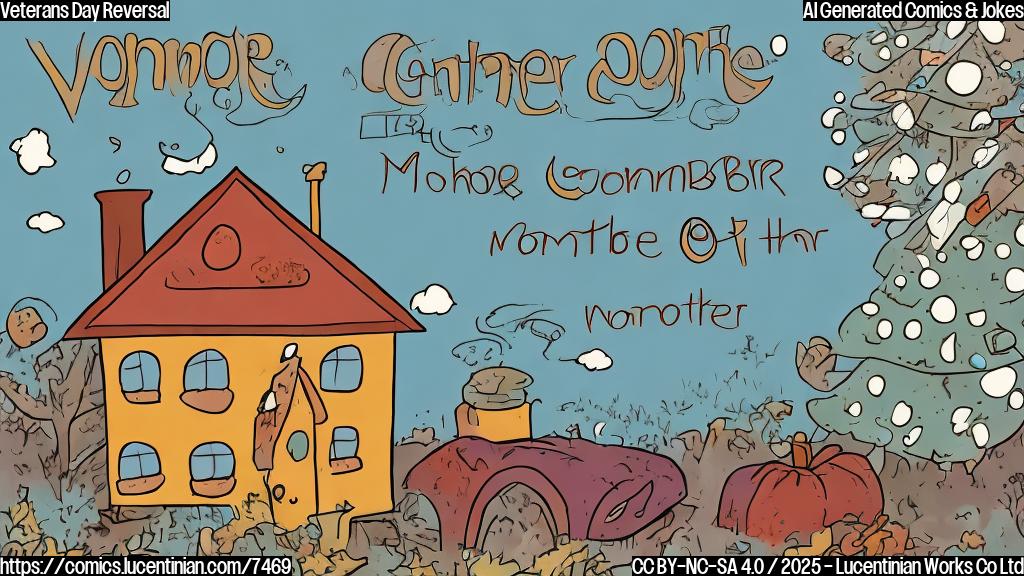 a plain color cartoon style picture of a calendar with the month of November highlighted, and a small confused looking house next to it