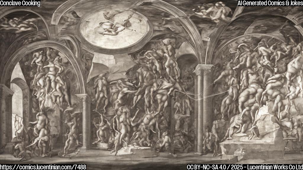 A simple cartoon style image depicting the Sistine Chapel stove with wisps of white and black smoke rising from it. The background is a plain color.