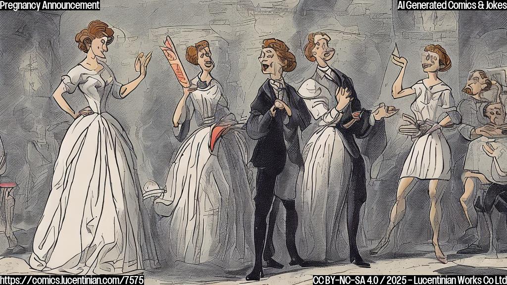 a plain color cartoon style picture of a woman in a glamorous, oversized dress looking surprised, with a speech bubble saying "Oops!"