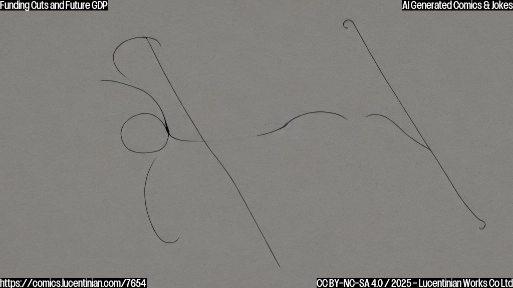 A plain color cartoon image. A sad looking graph with a downward sloping line, the line sharply drops at a point marked with a pair of scissors. The background is a light pastel shade.