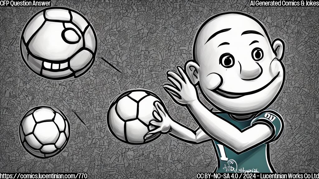 A cartoon style drawing of a smiling, anthropomorphic football with a thought bubble above it. The thought bubble should contain a few scribbled notes with words like "pressing", "rankings", and "therapy". The football's smile should be slightly nervous, as if it's worried about its issues.