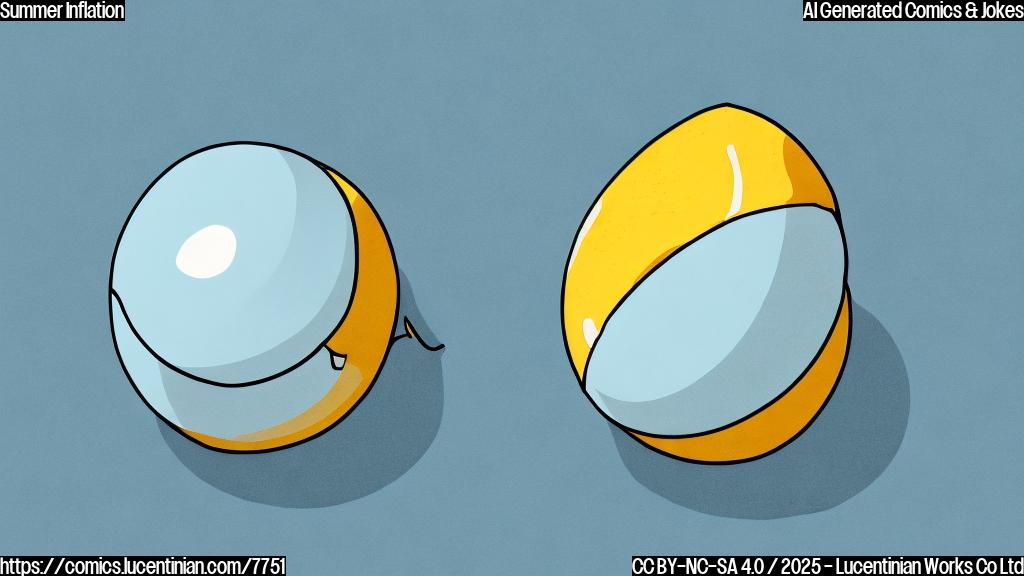 Cartoon illustration of a sad beach ball with a tear rolling down its side, against a plain light blue background.