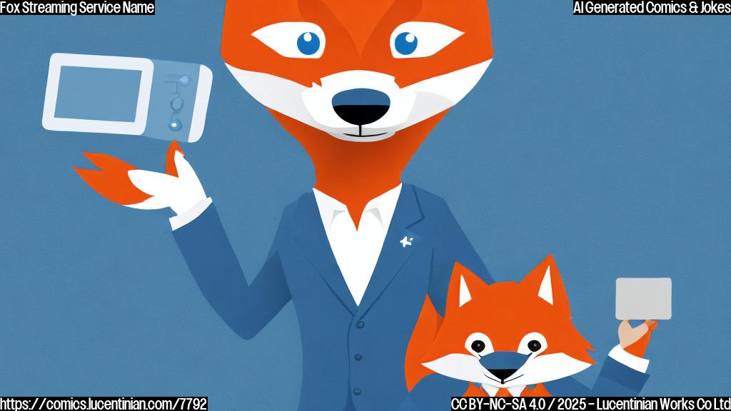 A simple cartoon image with a solid light blue background. In the center, a playful fox character wearing a business suit, looking mischievously at the viewer. The fox is holding a remote control pointed at a television screen showing the number "1". The style is clean and minimalist.