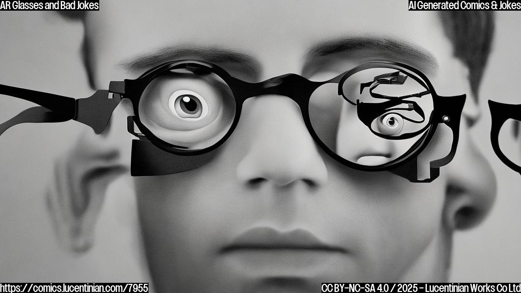 A pair of cartoon-style AR glasses looking disappointed, with a single tear. Background is a plain blue.