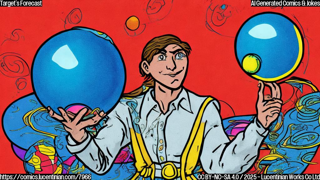 A plain color cartoon of a person with a crystal ball looking disappointed while standing outside a generic big box store with a red bullseye logo. The background is a simple, solid color gradient.