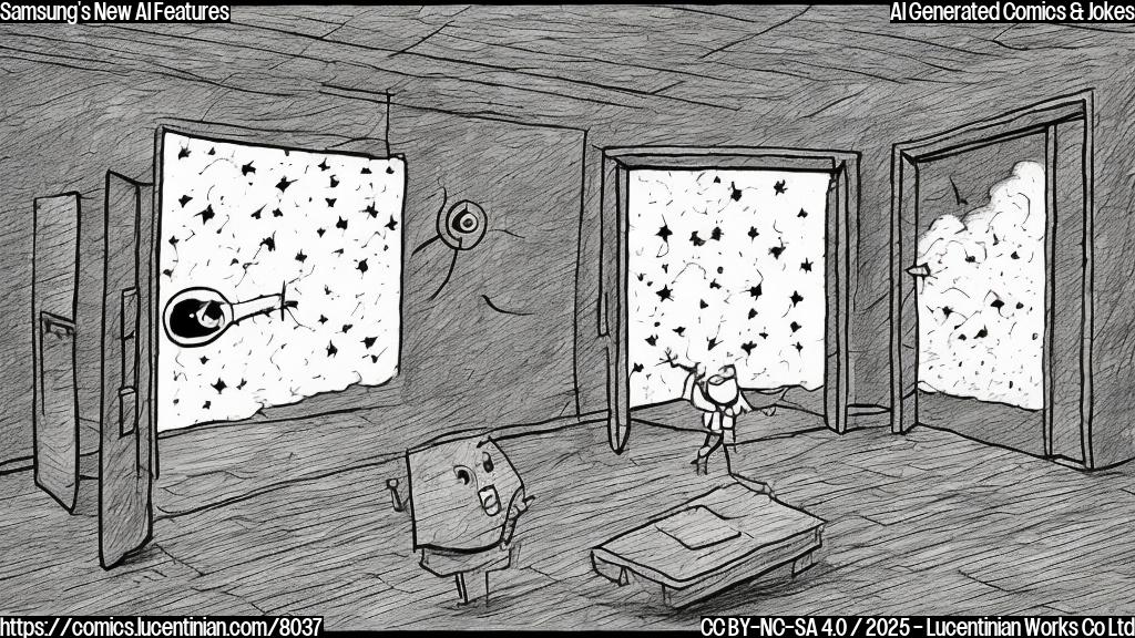 A simple cartoon drawing of a smartphone flying out of a window, with cartoon dust clouds showing the trajectory. A stick figure is inside the room looking shocked.