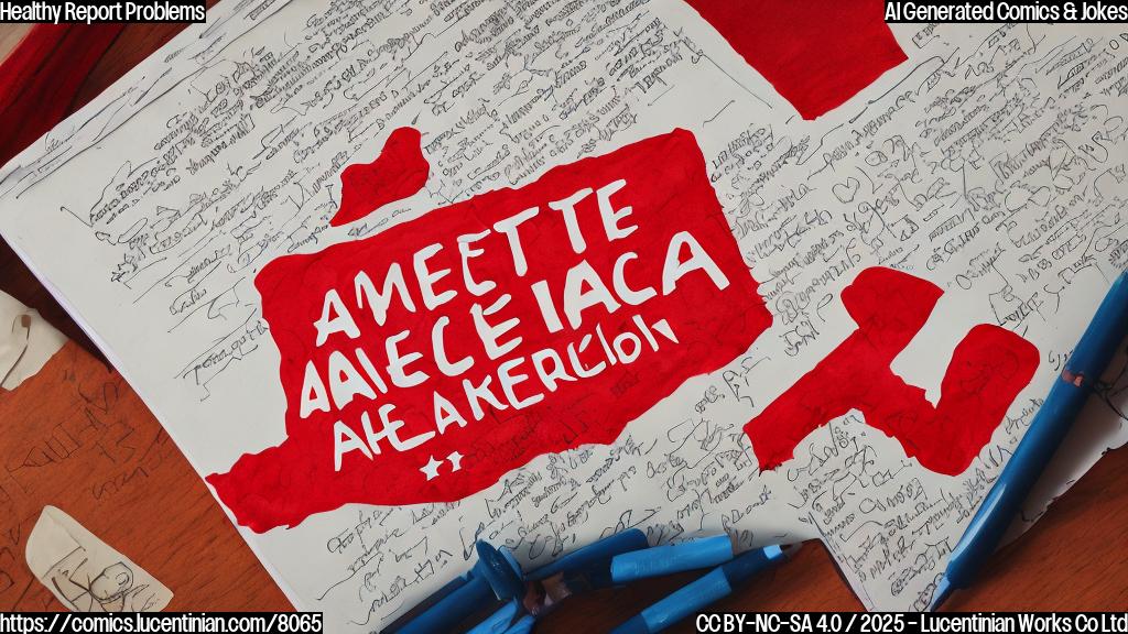 A cartoon drawing of a thick report with a title "Make America Healthy Again" on its cover. A large red "X" is stamped across the report. The style is simple and colorful, with a plain background.
