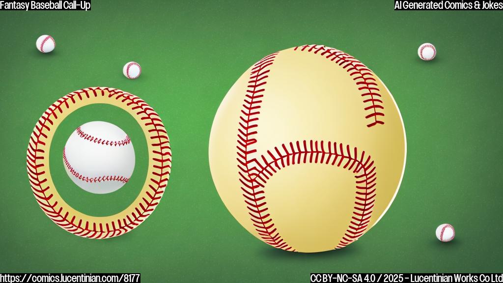 A cartoon drawing of a baseball diamond with a sparkling baseball in the middle of the field. The style is simple and uses bright, plain colors.