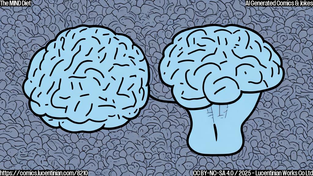 a plain color cartoon style picture of a happy brain eating blueberries