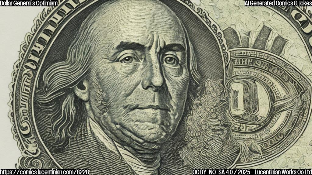 A plain color cartoon style drawing of a shiny, new dollar coin with a very optimistic and cheerful face. In the background, very faded and small, are images of people looking slightly stressed.