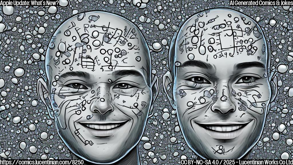 Draw a cartoon of a smiling face with a few "bugs" crawling on its forehead, representing a software glitch.