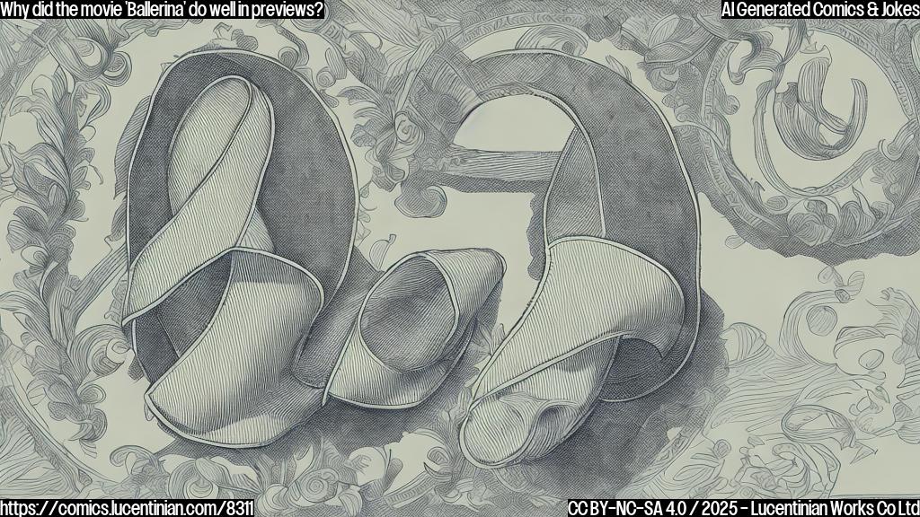 A minimalist, plain color cartoon illustration depicting a ballet shoe with dollar signs subtly incorporated into the design of the ribbons. The background is a single, solid color.