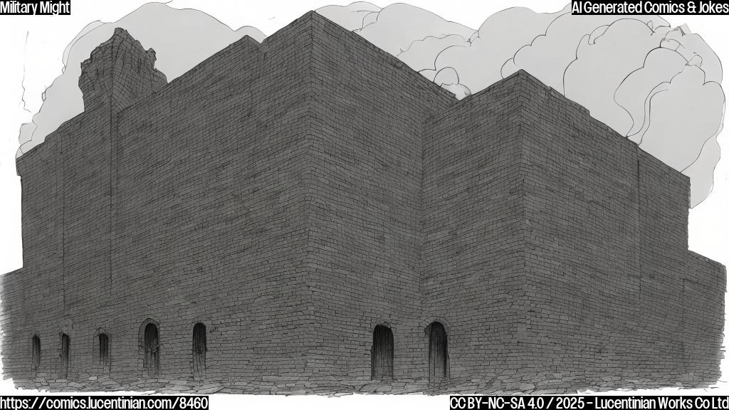 plain color cartoon style, a muscular brick building with flexing arms standing next to a smaller, nervous-looking building.