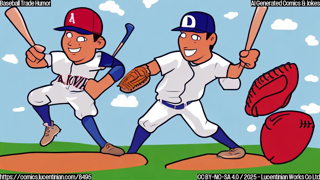 A cartoon image depicting a baseball player looking confused while standing on a baseball field, with an arrow pointing away from home base. The style is simple, with plain colors and thick outlines.