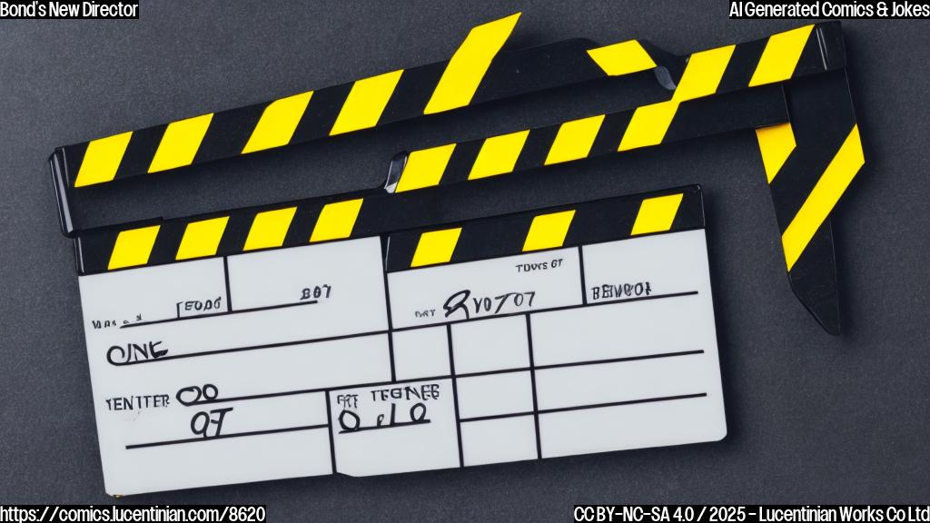 A simple, cartoon-style image of a film clapperboard with the number "007" on it. The clapperboard is mostly yellow and orange, with a plain blue background.