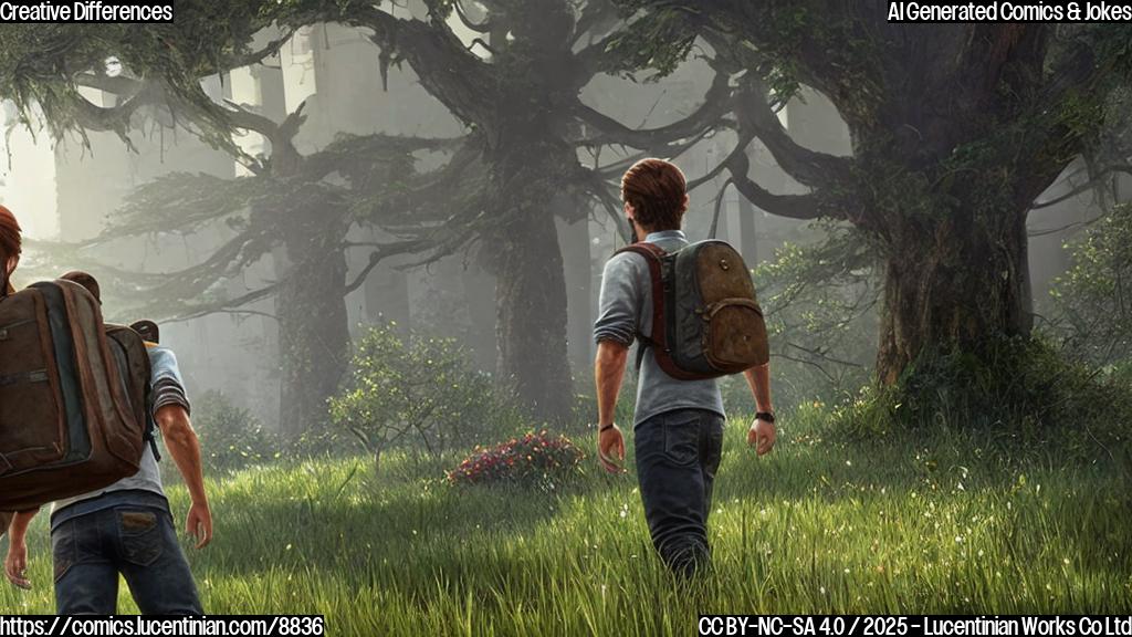 Plain color cartoon style. A stressed looking man with messy brown hair is walking away from a TV set displaying a fungus covered city. He's holding a script that reads "The Last of Us" and has a large question mark bubble above his head. The overall tone is one of comedic resignation. Background is plain yellow.