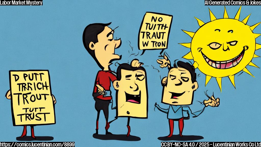 Cartoon of two documents, one smiling brightly with a sunshine background, the other looking angry with a scribbled message "DO NOT TRUST!" on it, both against a plain light-blue background.