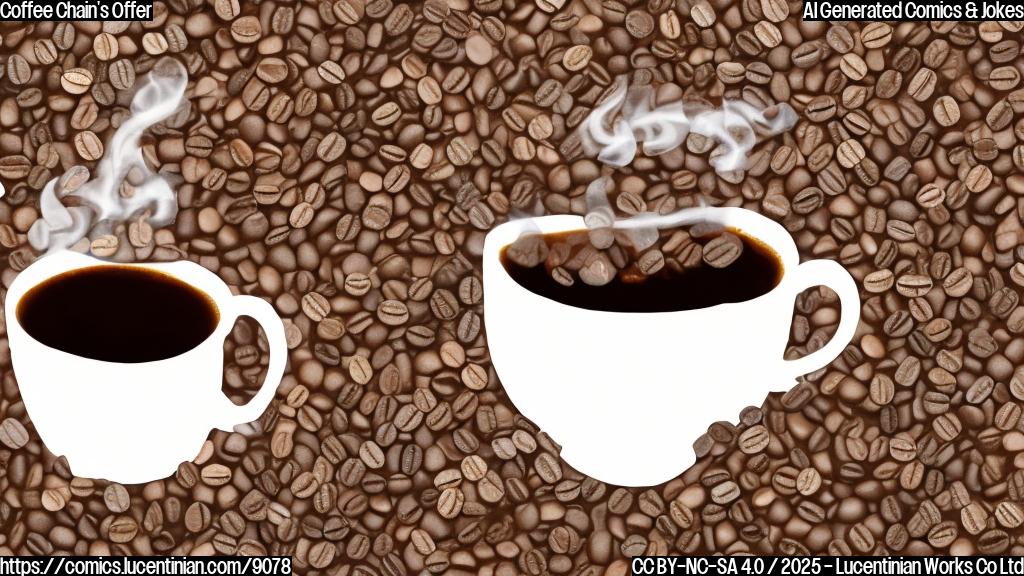 A simple, plain colored cartoon of a coffee cup with a dollar sign on it, bubbling over with coffee beans. The background is a light beige.