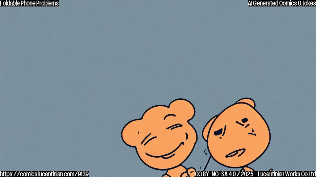 A plain color cartoon image. A foldable phone with an unhappy face. No stylus in sight. The background is a simple, light pastel color.