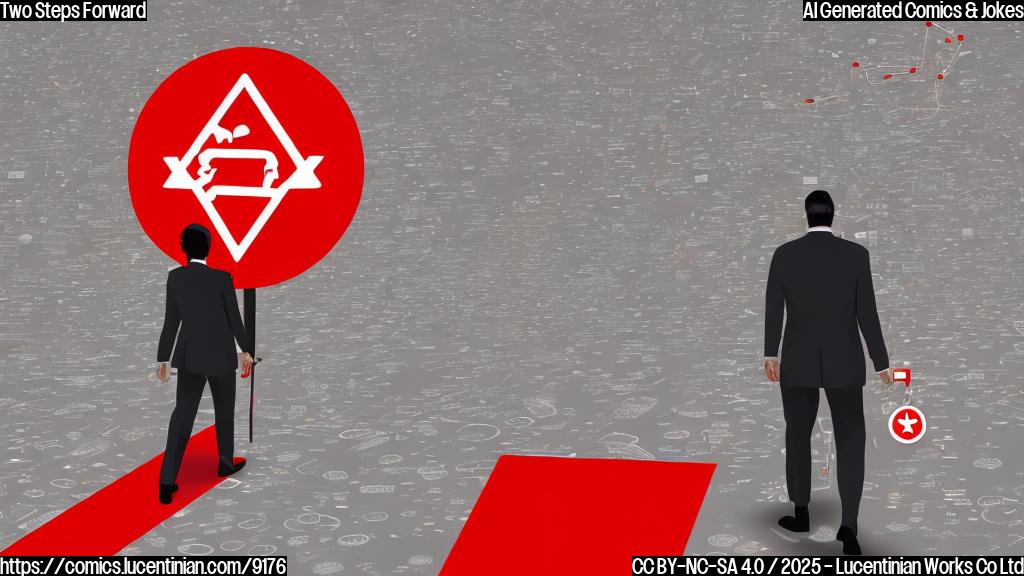 Image of a person walking in the wrong direction on a path with a red "X" marked at the end, surrounded by healthcare-related symbols such as pills, stethoscopes, and test tubes. The person should be wearing a suit and holding a briefcase.
