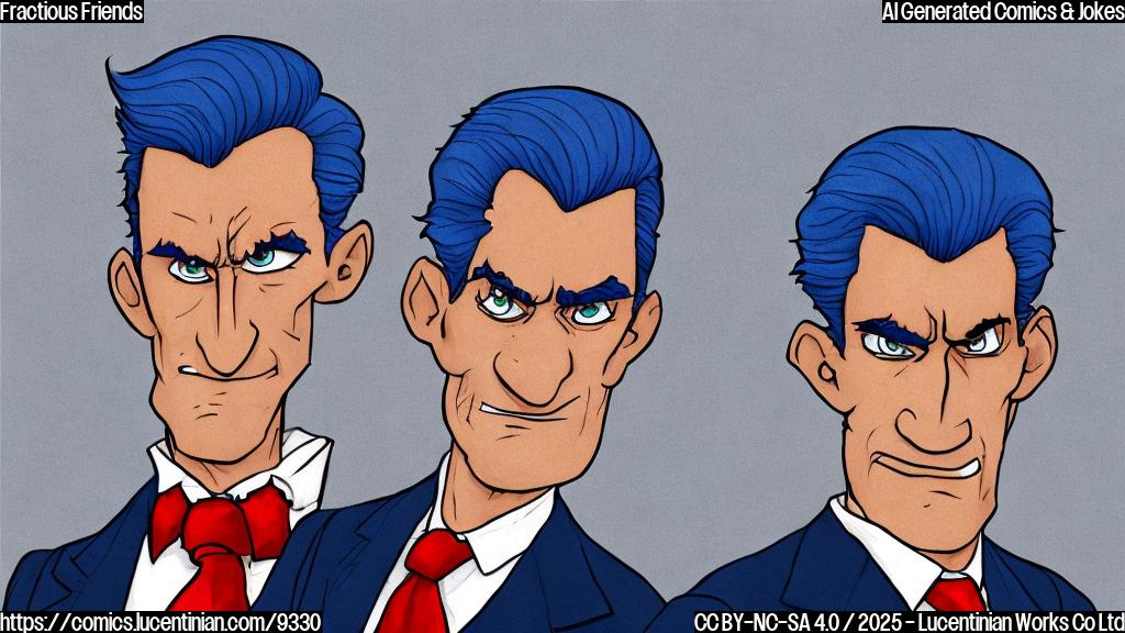 Cartoon depiction of two figures, one in a dark blue suit and red tie, looking angry and pointing a finger, and the other with silver hair, wearing a gray suit and looking equally displeased. Background is a plain light blue color. The style is simple and cartoonish.