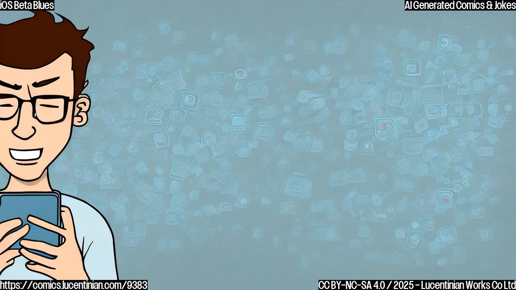 A cartoon style drawing of a stressed-out, slightly disheveled person with a smartphone in their hand, surrounded by error messages and loading icons. The background is a simple, plain light blue color.