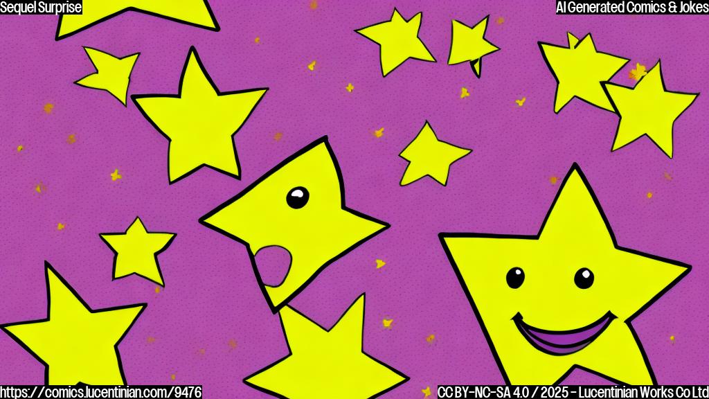 A plain, happy yellow star with big smile, floating on a pink background. Cartoon style.