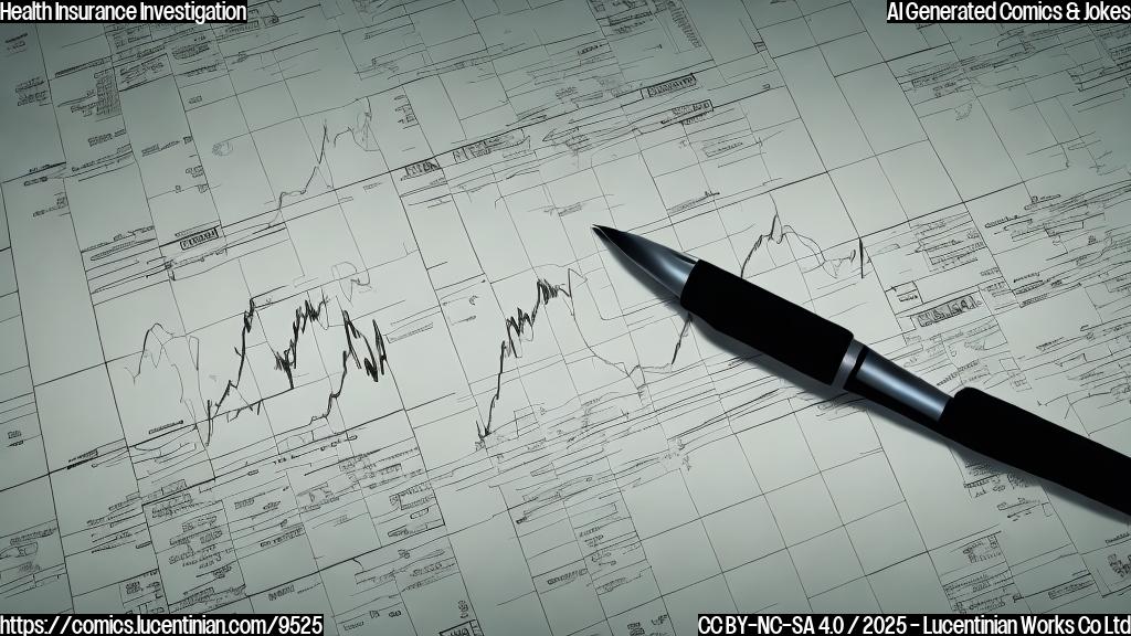 Plain color cartoon style picture of a stock chart plummeting downwards, with a magnifying glass hovering ominously nearby.