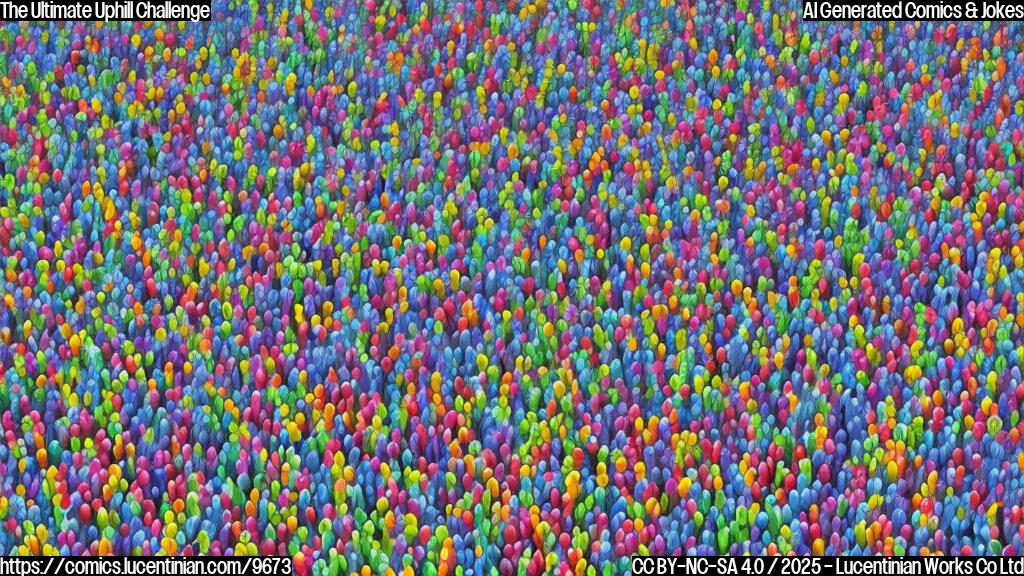 Illustrate a cartoon style image of a cyclist in the foreground, looking worried or frustrated, with thousands of people densely packed against the barriers in the background, forming a sea of color. The cyclist is positioned near the base of the climb, and there are some fans in front of them, stretching from the bottom to about 2/3 up the hill. The cyclist's bike should be visible on the ground, but not obstructing their view of the crowd. The colors should be bright and bold, with a focus on blues and whites for the crowd, and a bold, contrasting color for the cyclist's outfit.