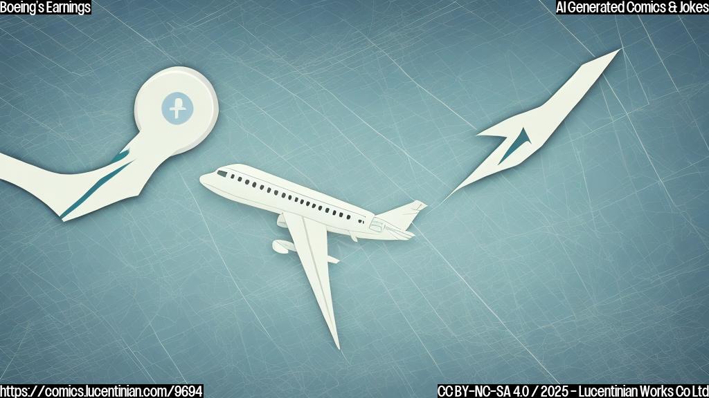 A cartoon-style image showing a green stock market chart arrow pointing upwards, but a small, simple airplane icon flying downwards next to it. The background is a plain, light blue color.