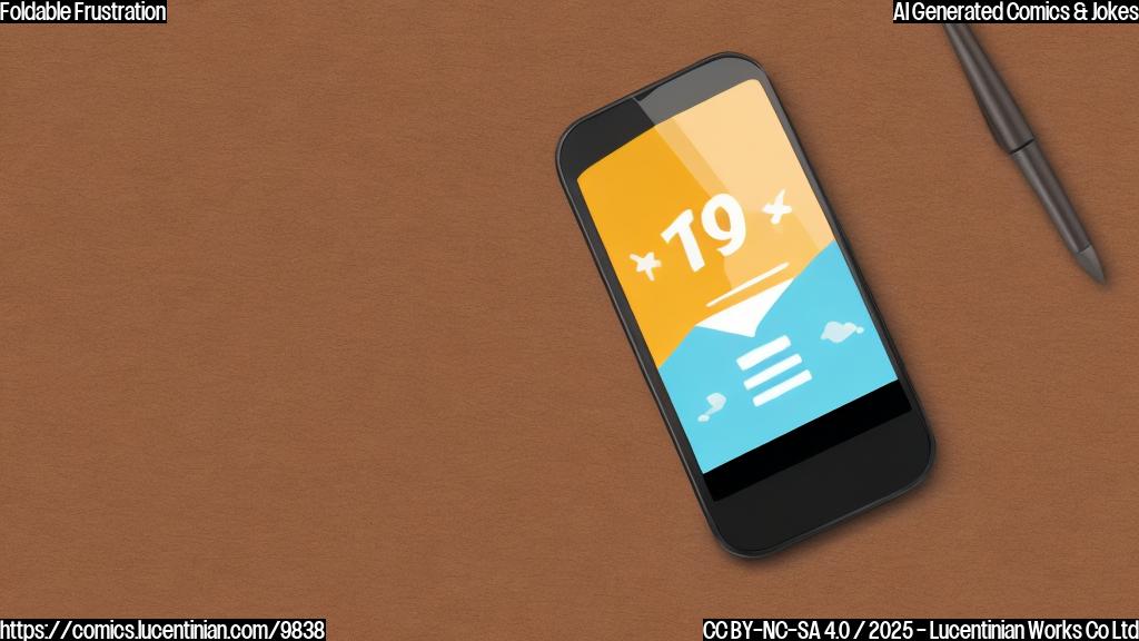 a simple, flat cartoon style image of a foldable smartphone looking worried, with a progress bar on its screen stuck at 99%