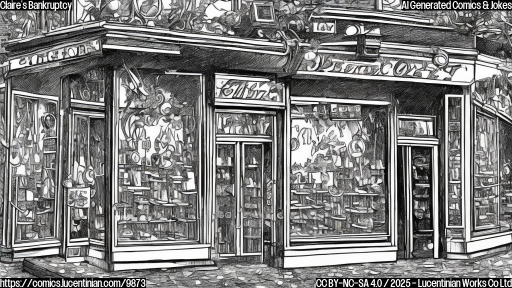 A cartoon image of a sad-looking jewelry store with a closed sign on the door. The store is covered in glitter, but the windows are dark and empty. The overall style is plain color and cartoonish.
