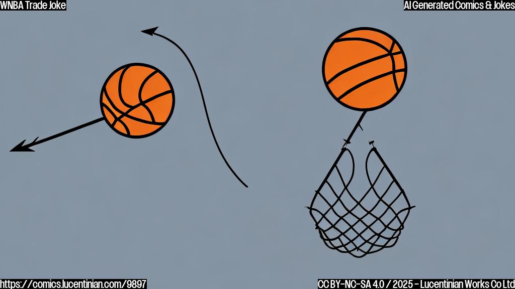 A simple cartoon image of a basketball with a thunderbolt symbol on it, next to a stylized arrow pointing forward. The background is a plain light blue.