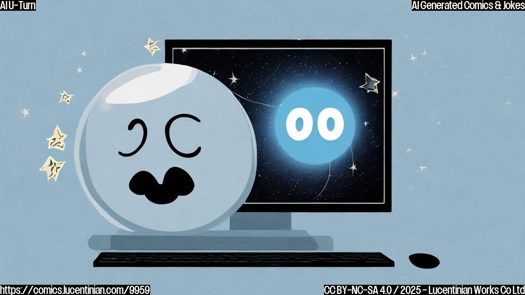 Cartoon style image of a sad-looking computer screen with a frowning face icon and the number "0" next to a star. The background is a plain light blue.